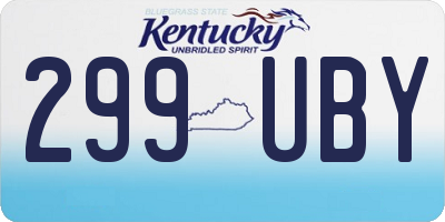 KY license plate 299UBY
