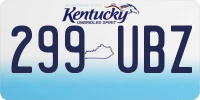 KY license plate 299UBZ
