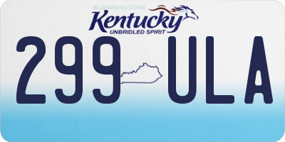 KY license plate 299ULA