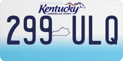 KY license plate 299ULQ