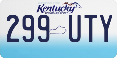 KY license plate 299UTY