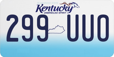 KY license plate 299UUO