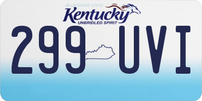KY license plate 299UVI