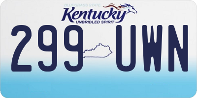 KY license plate 299UWN