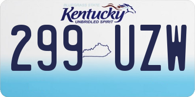 KY license plate 299UZW