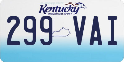 KY license plate 299VAI