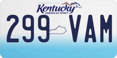 KY license plate 299VAM