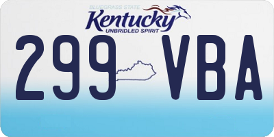 KY license plate 299VBA