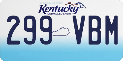 KY license plate 299VBM