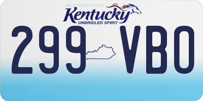 KY license plate 299VBO