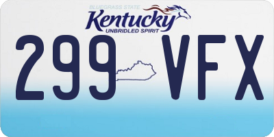 KY license plate 299VFX