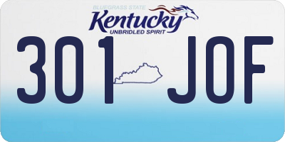 KY license plate 301JOF