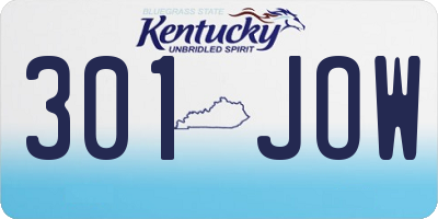 KY license plate 301JOW