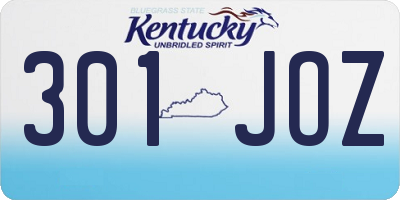KY license plate 301JOZ