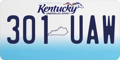 KY license plate 301UAW