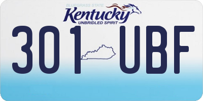 KY license plate 301UBF