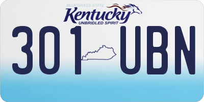 KY license plate 301UBN