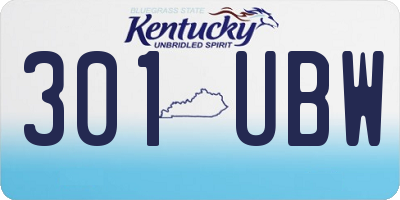 KY license plate 301UBW