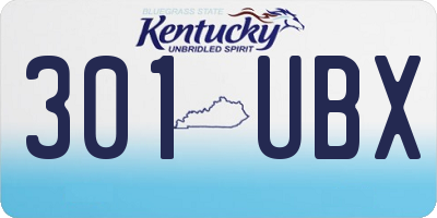 KY license plate 301UBX