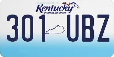 KY license plate 301UBZ
