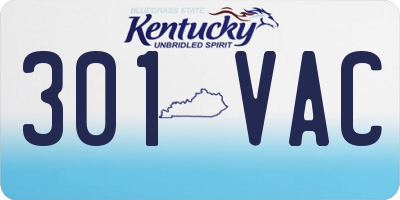 KY license plate 301VAC