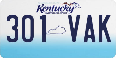 KY license plate 301VAK