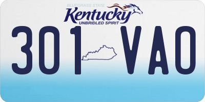 KY license plate 301VAO