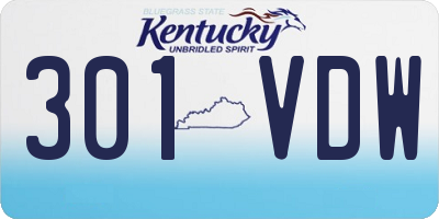 KY license plate 301VDW