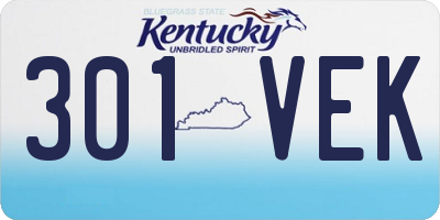 KY license plate 301VEK