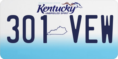 KY license plate 301VEW