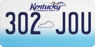 KY license plate 302JOU