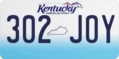 KY license plate 302JOY