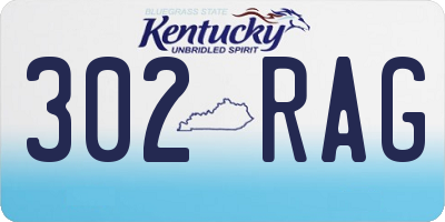 KY license plate 302RAG