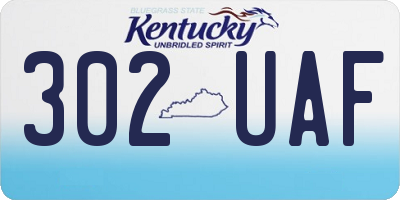 KY license plate 302UAF