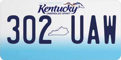 KY license plate 302UAW