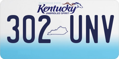 KY license plate 302UNV