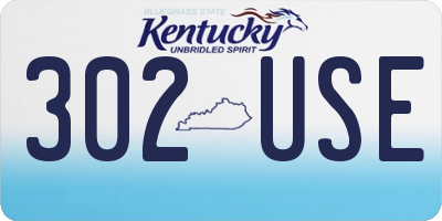 KY license plate 302USE
