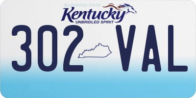 KY license plate 302VAL
