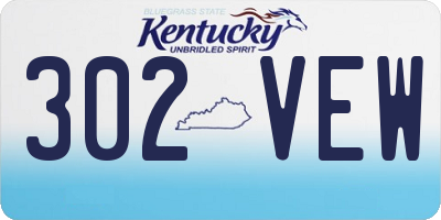 KY license plate 302VEW