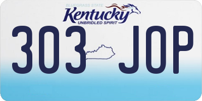 KY license plate 303JOP