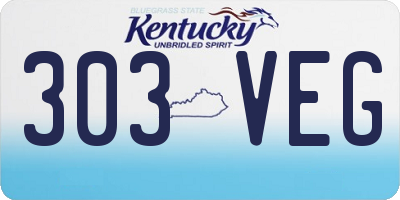 KY license plate 303VEG