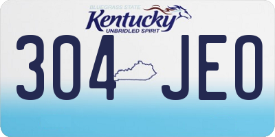 KY license plate 304JEO