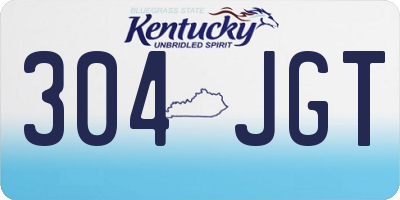 KY license plate 304JGT