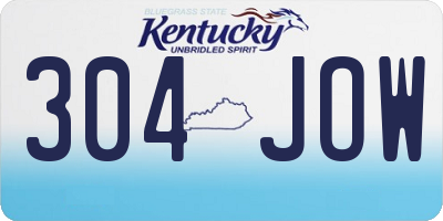 KY license plate 304JOW