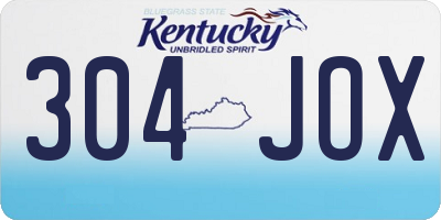 KY license plate 304JOX