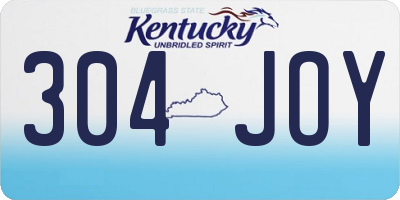 KY license plate 304JOY