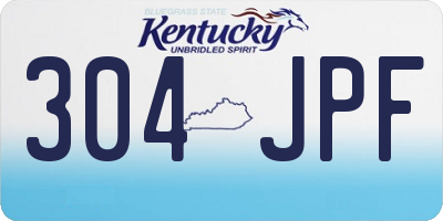 KY license plate 304JPF