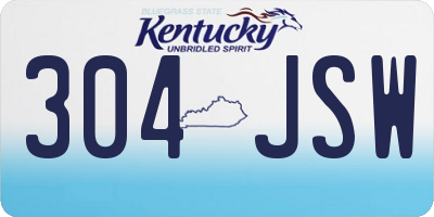 KY license plate 304JSW