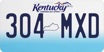 KY license plate 304MXD
