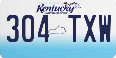 KY license plate 304TXW